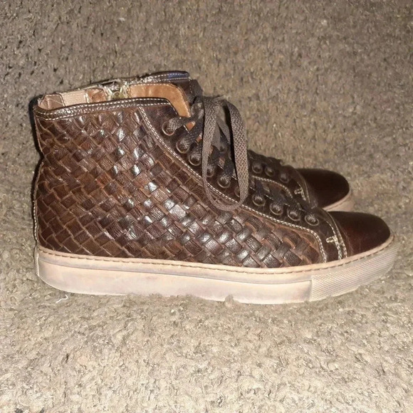 ROSSO FIORENTINO-Brown Woven Buffalo Leather-Distressed/Washed-Sz 39-Excellent - Picture 4 of 8